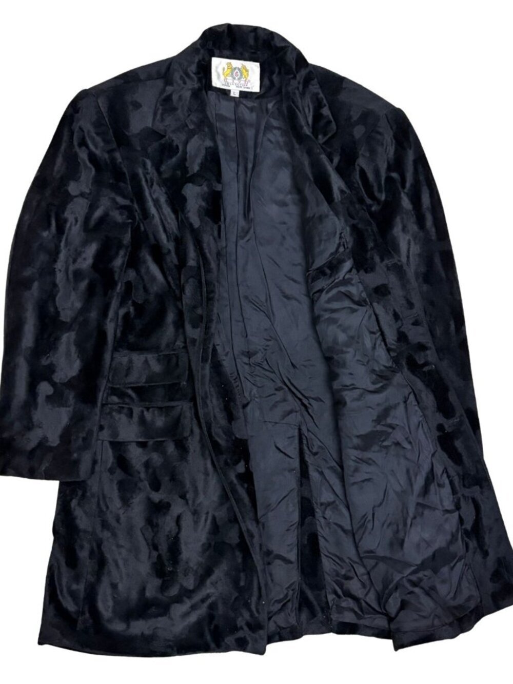 VINTAGE LIVE COLLECTION Faux Fur Pea Coat Black Retro 90s Jacket Womens Large